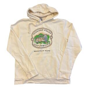 “Country Folks Can Survive” Hooded Sweatshirt Sz L Mountain Cabin Outdoors Fall